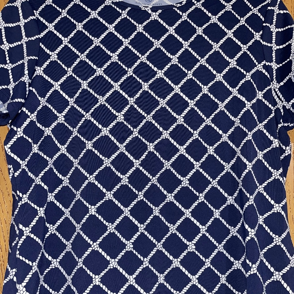 Land’s End Women’s Navy and White Nautical Rope Print Casual Shirt Sz-M - Picture 2 of 4